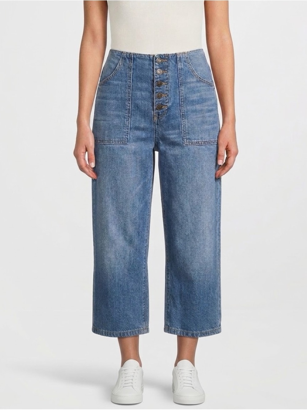 Veronica‎ Beard Crosbie Crop Wide Leg High Rise Jeans 29 Button Fly